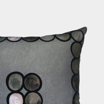 Ombre Circle Velvet Cushion Pewter / Grey, 3 of 3