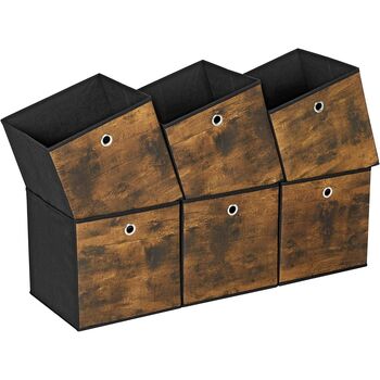 Set Of Six Brown Foldable Cubes Storage Organiser Boxes, 5 of 9