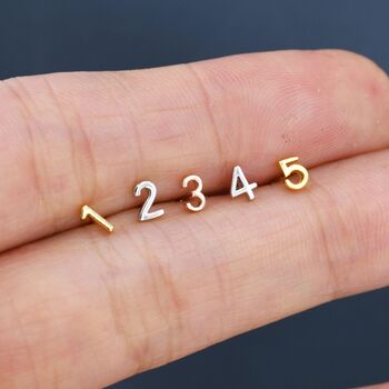 One Tiny Number Stud Earring In Sterling Silver, 3 of 12