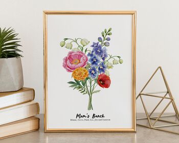 Personalised Birth Flower Mum's Bunch Print, 9 of 10