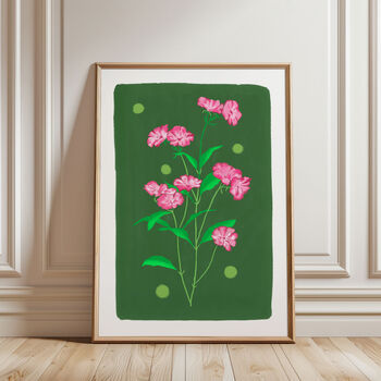 Delicate Floral Art Print Green, 4 of 5