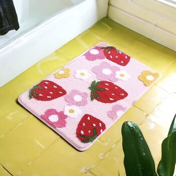Luxury Thick Absorbent Strawberry Bathroom Mat, 8 of 8