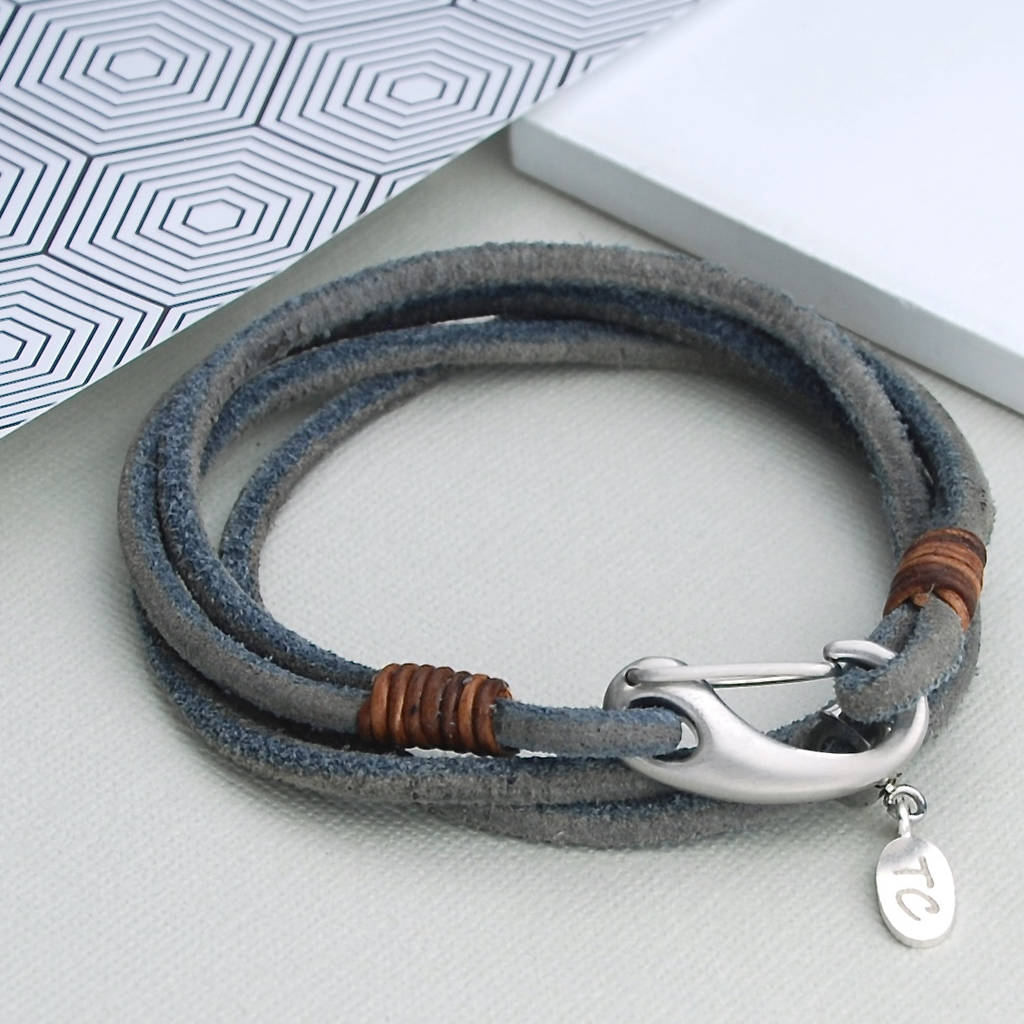 personalised men's suede double wrap bracelet by penelopetom