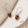 Sterling Silver Baltic Amber Acorn Drop Earrings, thumbnail 3 of 4
