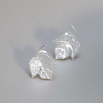 Sterling Silver Ivy Leaf Stud Earrings, 4 of 8