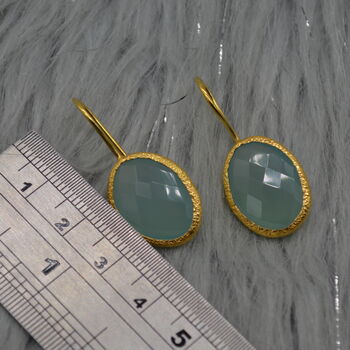 Aqua Chalcedony Gold Earrings: Dangle Drop, Silver, 6 of 7