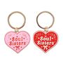 Pair Of Soul Sisters Love Heart Keyrings, thumbnail 2 of 2