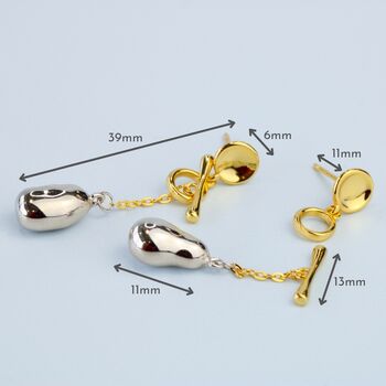 Sterling Silver Abstract Dangle Stud Earrings, 3 of 4