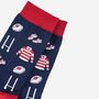 Men's Rugby Bamboo Socks In Navy And Red, thumbnail 3 of 4
