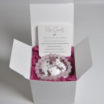 You Are Loved Rose Quartz Bath Bomb And Bracelet Gift, 5 of 6