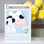 Personalised Farm Cow New Baby Card, thumbnail 3 of 6