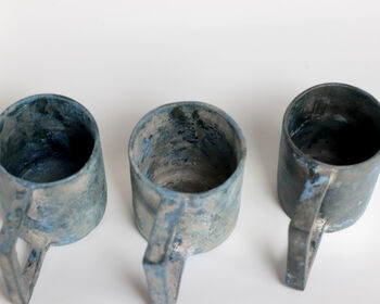 Handmade Japanese Ceramic Mug Blue Gray, 4 of 9