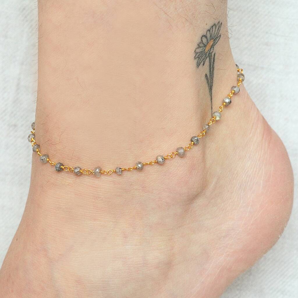 Gold Labradorite Ankle Chain By Amulette | notonthehighstreet.com