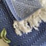 Blue Herringbone Soft Cotton Bedspread, thumbnail 3 of 9