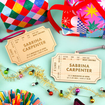 Personalised Concert Ticket Details Christmas Bauble, 2 of 4