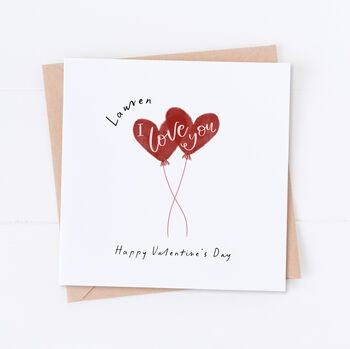 Personalised I Love You Heart Balloons Card, 2 of 2