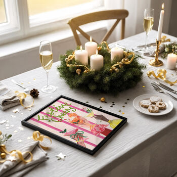 ‘Festive Cheers’ Christmas Art Print – Holiday Celebration Wall Decor, 2 of 6