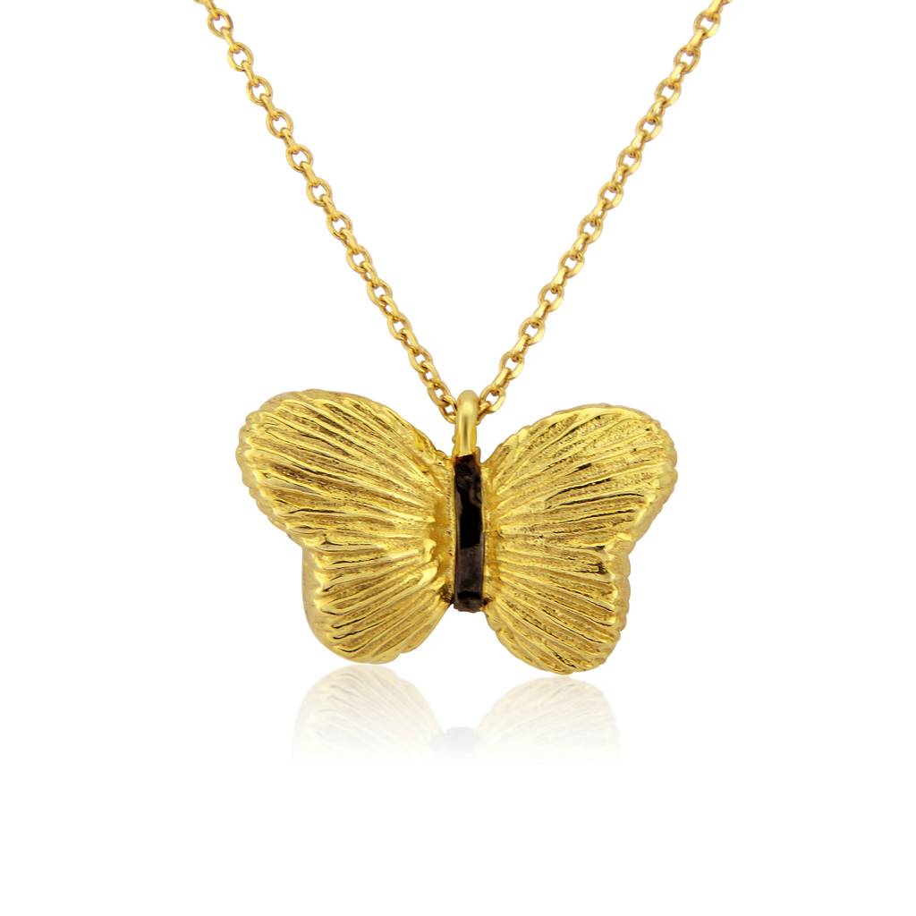 Gold Butterfly Pendant By Argent of London
