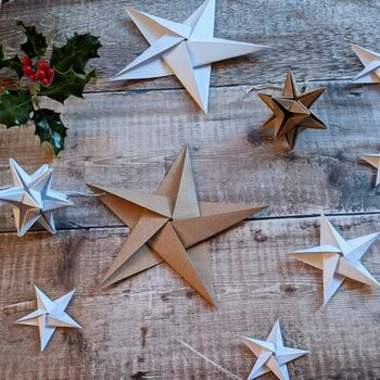 Origami Paper Star Bauble In Neutrals, 4 of 6