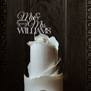 Wooden Wedding Cake Topper With Names And The Date, 4 of 4