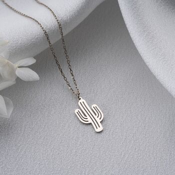 'Stay Strong' Sterling Silver Cactus Necklace, 6 of 9