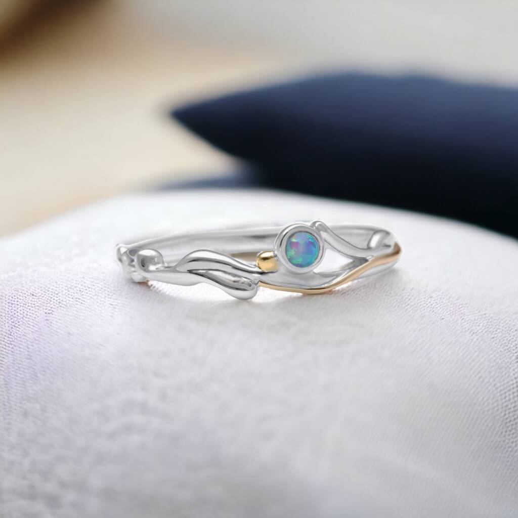 Blue Fire Opal Ring In Sterling Silver, 1 of 9