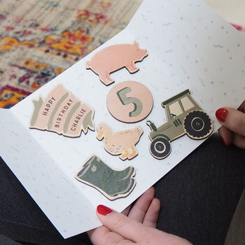 Personalised Farm Magnets Birthday Letterbox Card, 2 of 5