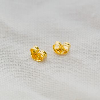 Yellow Gold Princess Cut Birthstone Earrings August Peridot, 3 of 5