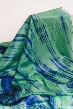 100% Mulberry Silk Scarf, Green And Blue, 4 of 6