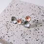 Matte Silver And Dusky Pink Irregular Double Disc Small Stud Earrings, thumbnail 2 of 3