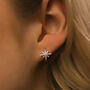 Ivy Starburst Huggie Hoop Wedding Earrings, thumbnail 1 of 9