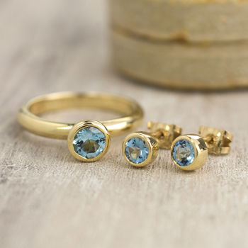 Solid Gold Aquamarine Gemstone Earrings, 3 of 5