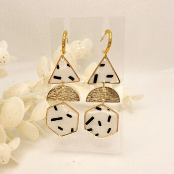 Geometric Monochrome Statement Earrings For Her, 3 of 7