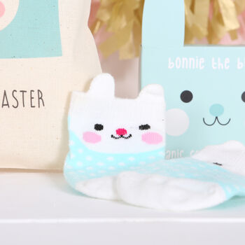 Organic Bunny Baby Socks, Personalised Gift Bag, 2 of 4