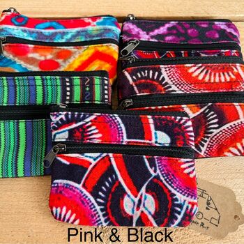 Hand Printed Coin Purse Boho Hippie Wallet, 7 of 11