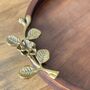 Mango Wood Round Tray With Antique Gold Handles, thumbnail 3 of 12