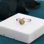Sterling Silver Genuine Yellow Citrine Round Dot Ring, thumbnail 3 of 11