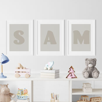 Initial Letter Print In Scandi Neutrals For Kids Room, 5 of 12