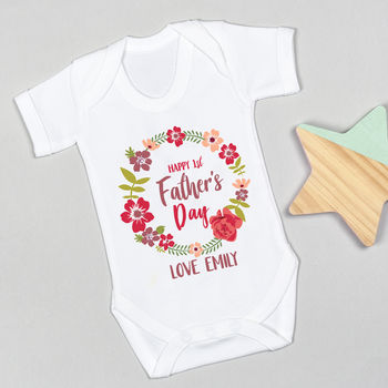 Personalised First Father's Day Floral Babygrow, 7 of 11