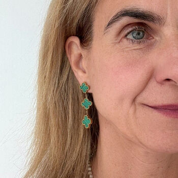 Three Clover Earrings In Rainbow Of Colours, 3 of 12