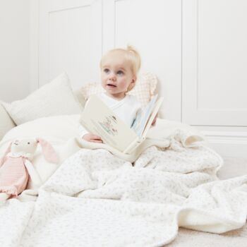 Granny Floral Baby Blanket Made With Warm And Cosy Muslin And Fleece For Cottage Style Nursery, 4 of 9