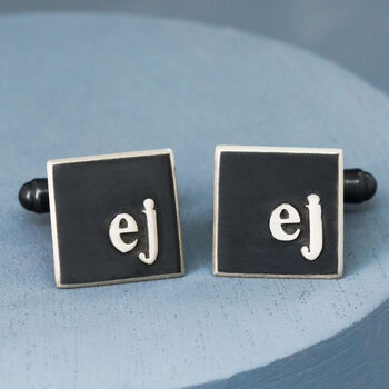 Sterling Silver Personalised Initial Cufflinks, 5 of 12