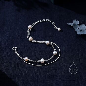 Double Layer Natural Pearl Beaded Bracelet, 3 of 11