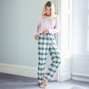 Women's 'Burnet Rose' Tartan Brushed Cotton Pyjama Trousers, 3 of 4