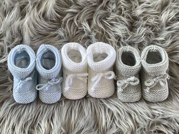 White Knitted Baby Booties, 6 of 7