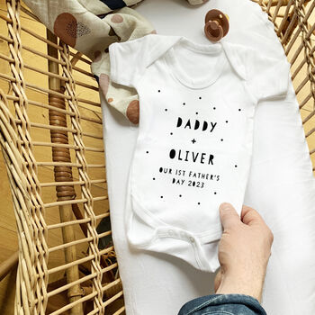Daddy / Mummy + Baby Personalised Baby Grow, 3 of 12