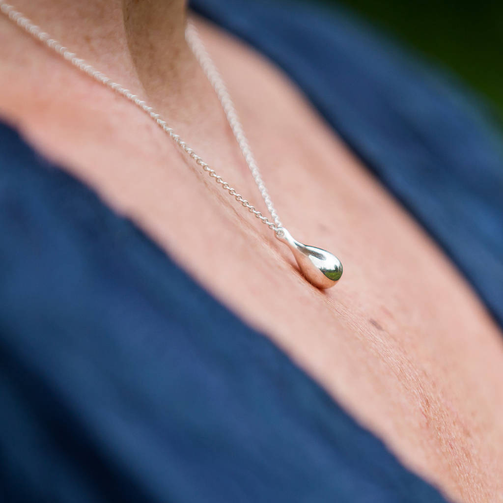 silver teardrop pendant necklace by tigerlily jewellery