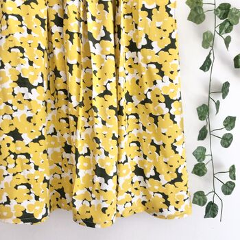 Yellow Floral Printed Cotton Midi Skirt, 3 of 7