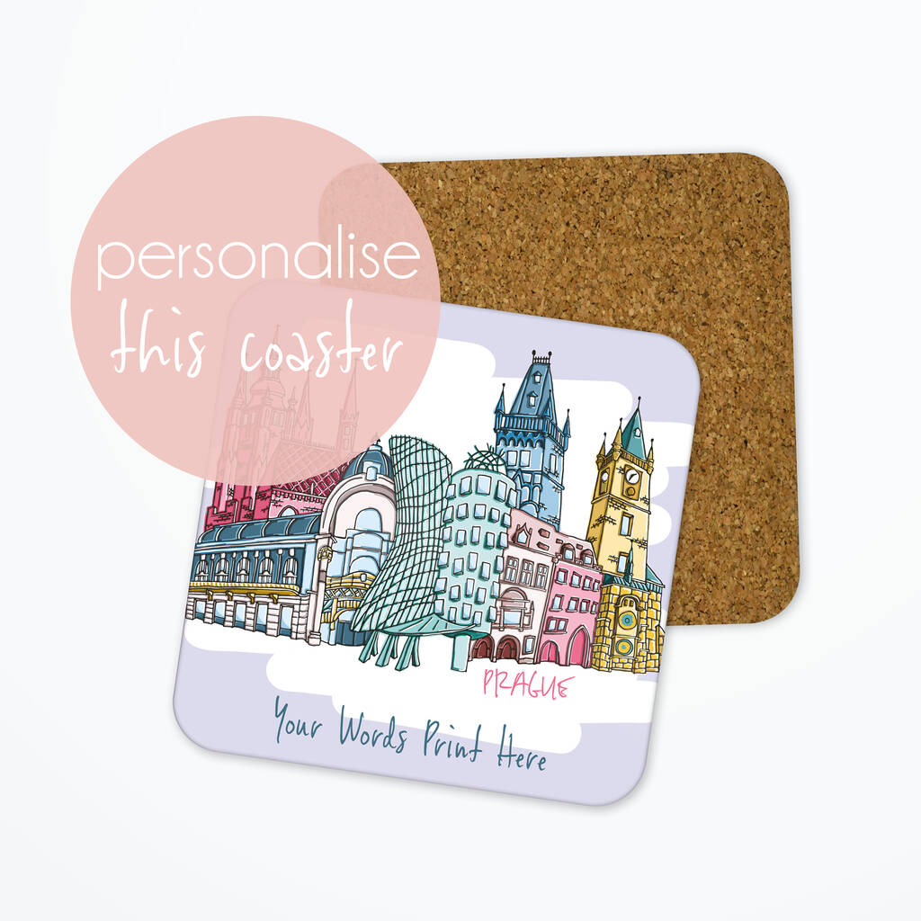Personalised Prague Skyline Coaster, 1 of 3