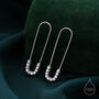 Sterling Silver Cz Pave Safety Pin Hoop Earrings, thumbnail 1 of 12